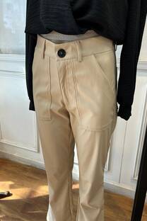 PANTALON ECO CUERO RECTO CON BOLSILLO 