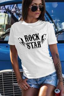 Remera corta Rock Star Dos Rayos Strass - 
