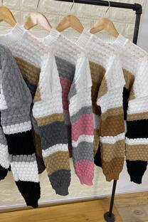 Sweater Kate Tejido burbujas combinado tricolor - 