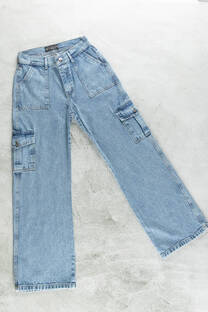 Jeans wide leg cargo nevado - 