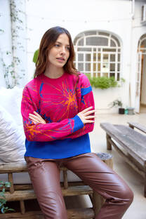 Sweater Jackard Flor Grande - 