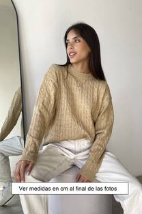 SWEATER TEJIDO DE BREMER CON TRENZAS LARGO HASTA PRIMERA CADERA - - 