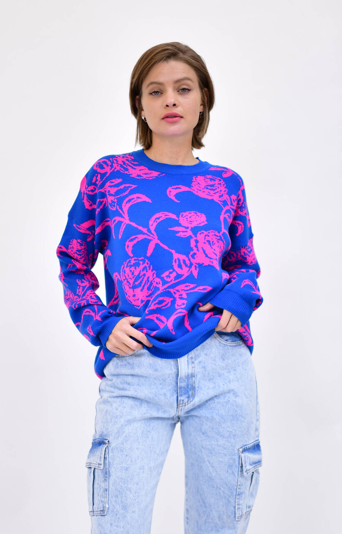 Imagen producto Sweater Grueso Con Diseño De Flores Rosas 18