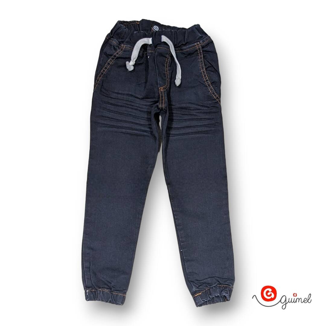 Imagen producto Jogger niño jean negro c arrugas 6