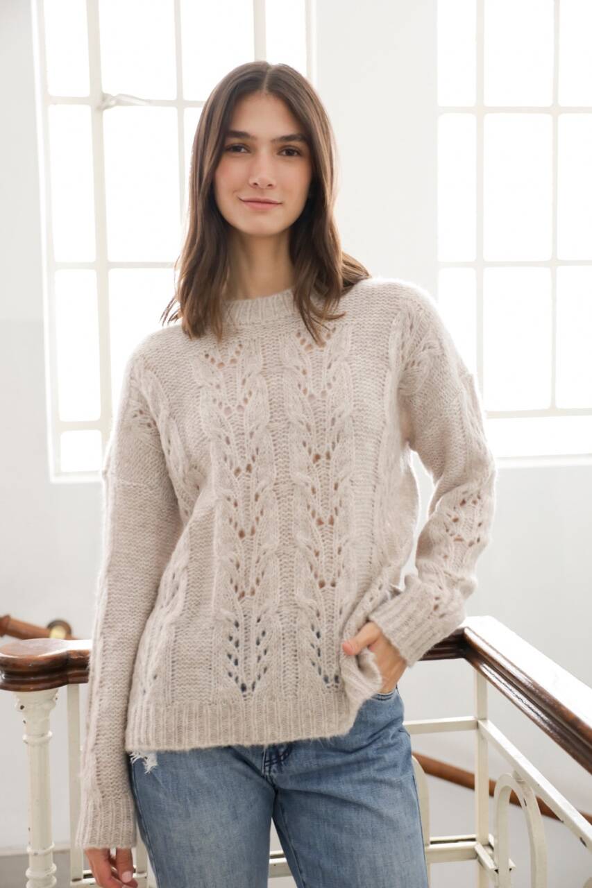 Sweater Mujer De Lana Con Trenzas Nueva Temporada