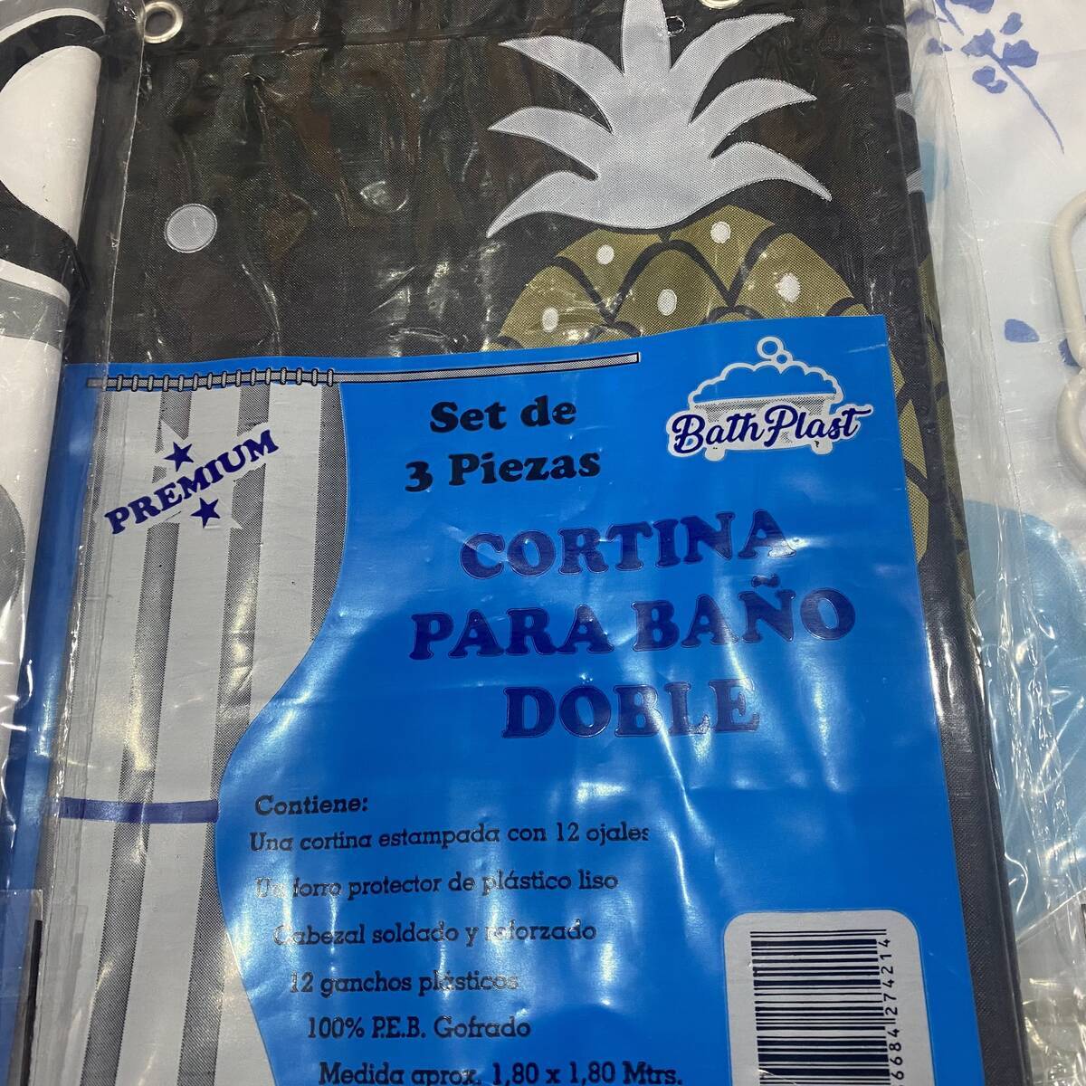 Imagen producto Cortina de Baño ,con plástico y protector  2