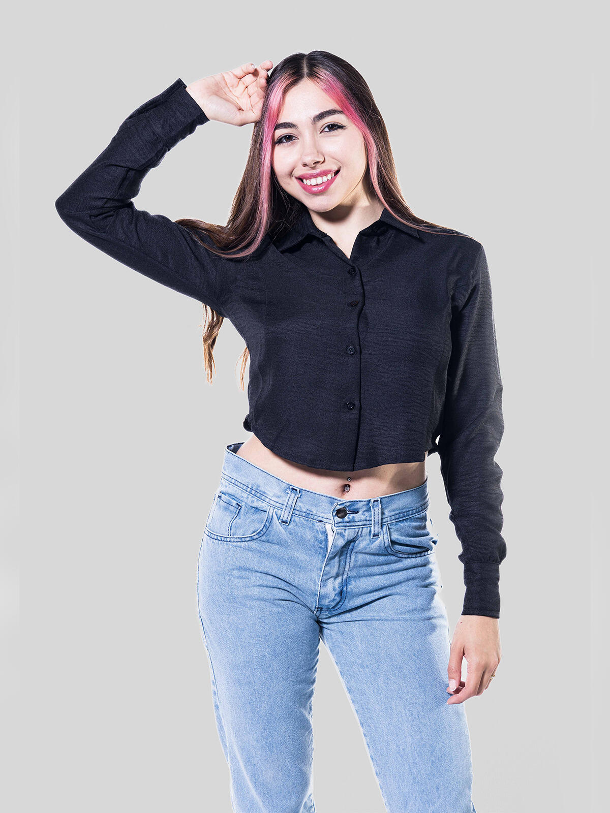 Imagen carrousel Camisa fibrana rústica canela negro 3