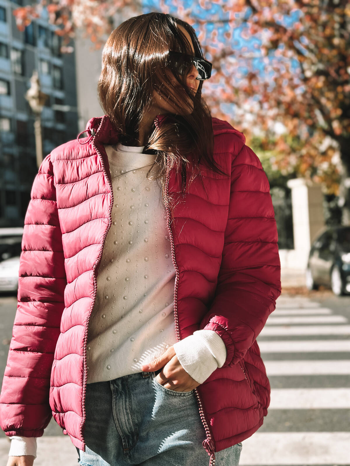 Imagen carrousel Campera Fucsia con cierre strass GU0999 1