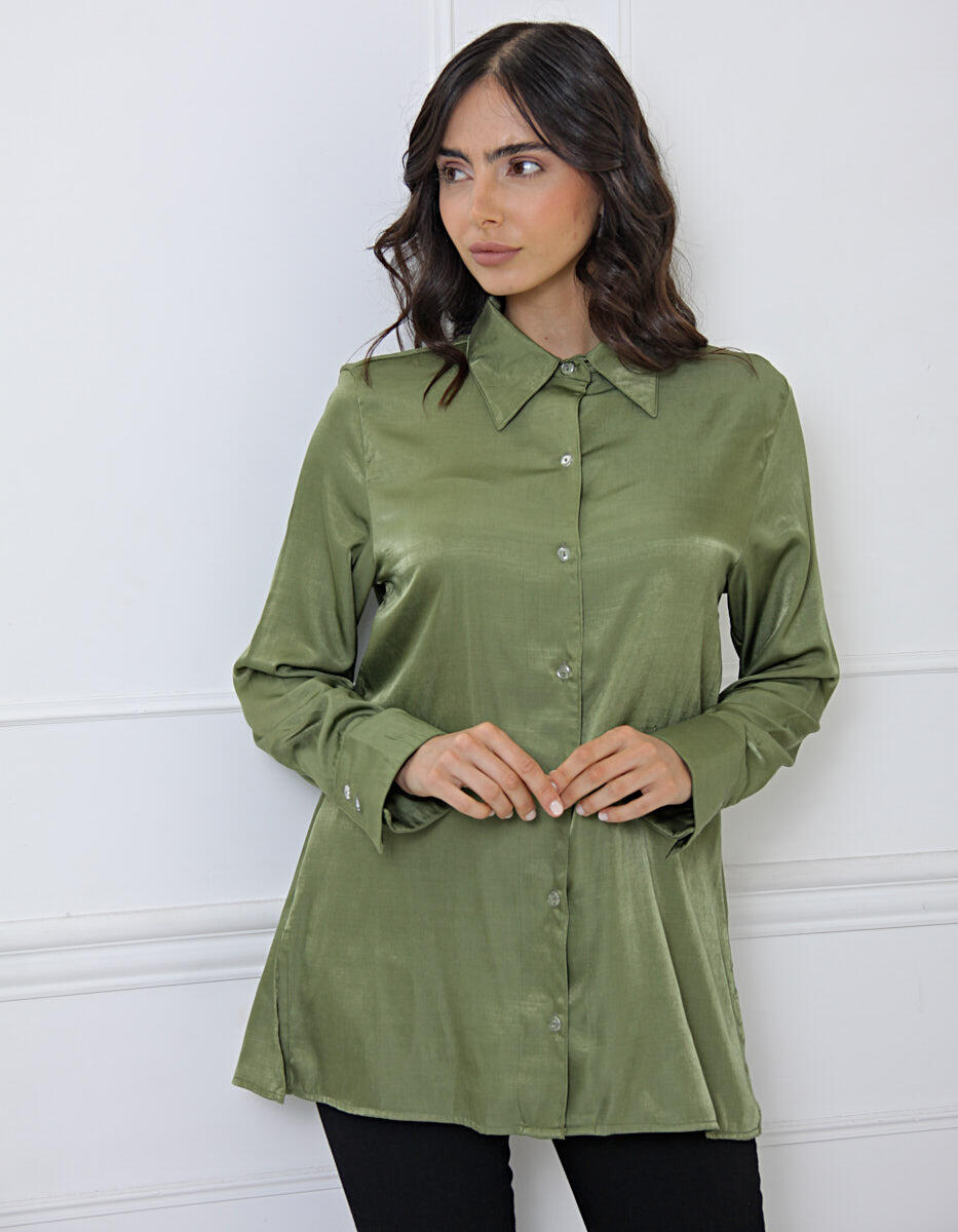 Imagen carrousel Camisa Saten Cocktail Verde 1