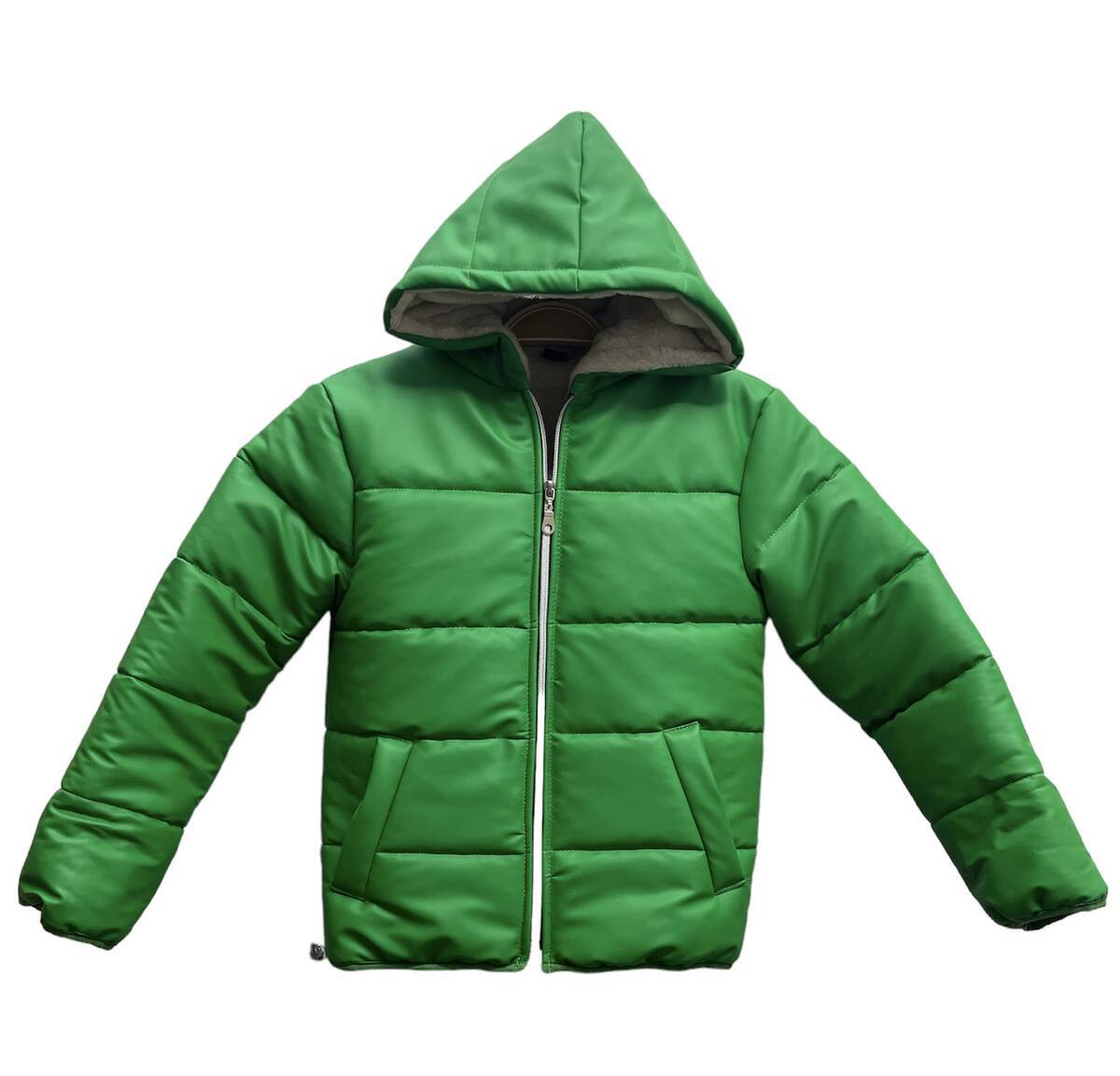 Imagen carrousel campera puffer simil cuero con piel por dentro  2