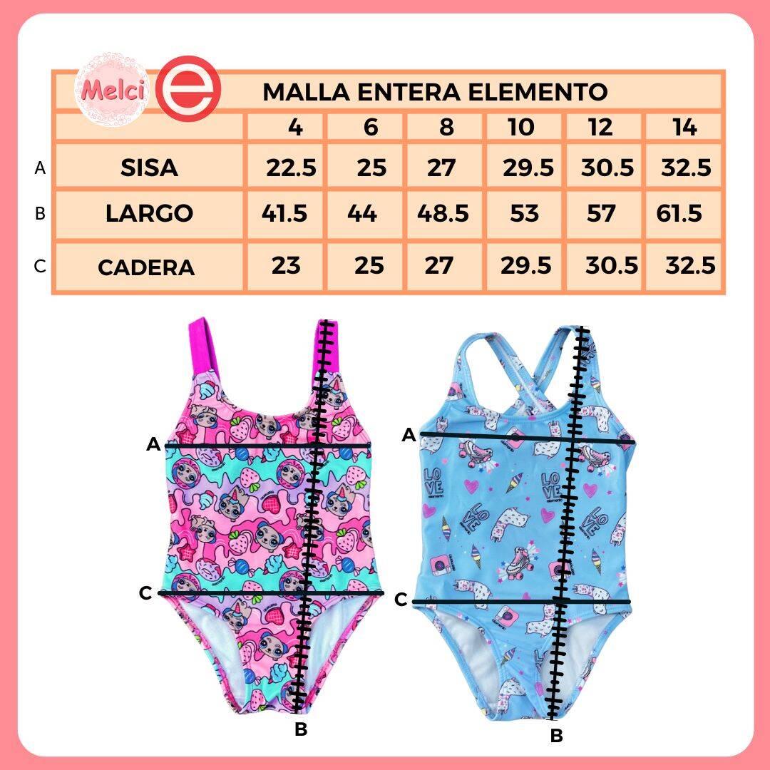 Imagen carrousel Malla Enteriza Doble Elástico ELEMENTO_ Talle 4 al 8 1